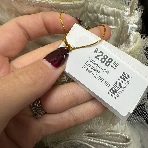 Tulleen One Shoulder Tulle Gold Ivory Solita Flower Girl Formal Dress Gown - Picture 4 of 7